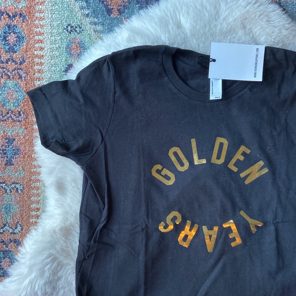 Young One Apparel golden years black tee shirt NWT unisex boys size 6 or 8 - Picture 5 of 6